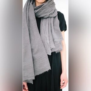 Scarf Shop Fine Organic Cotton in Rhino - Grey Cotton Shawl Scarf